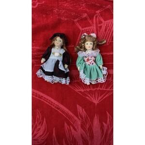 Vintage Ceramic Handcrafted Miniature Doll Vintage Dress